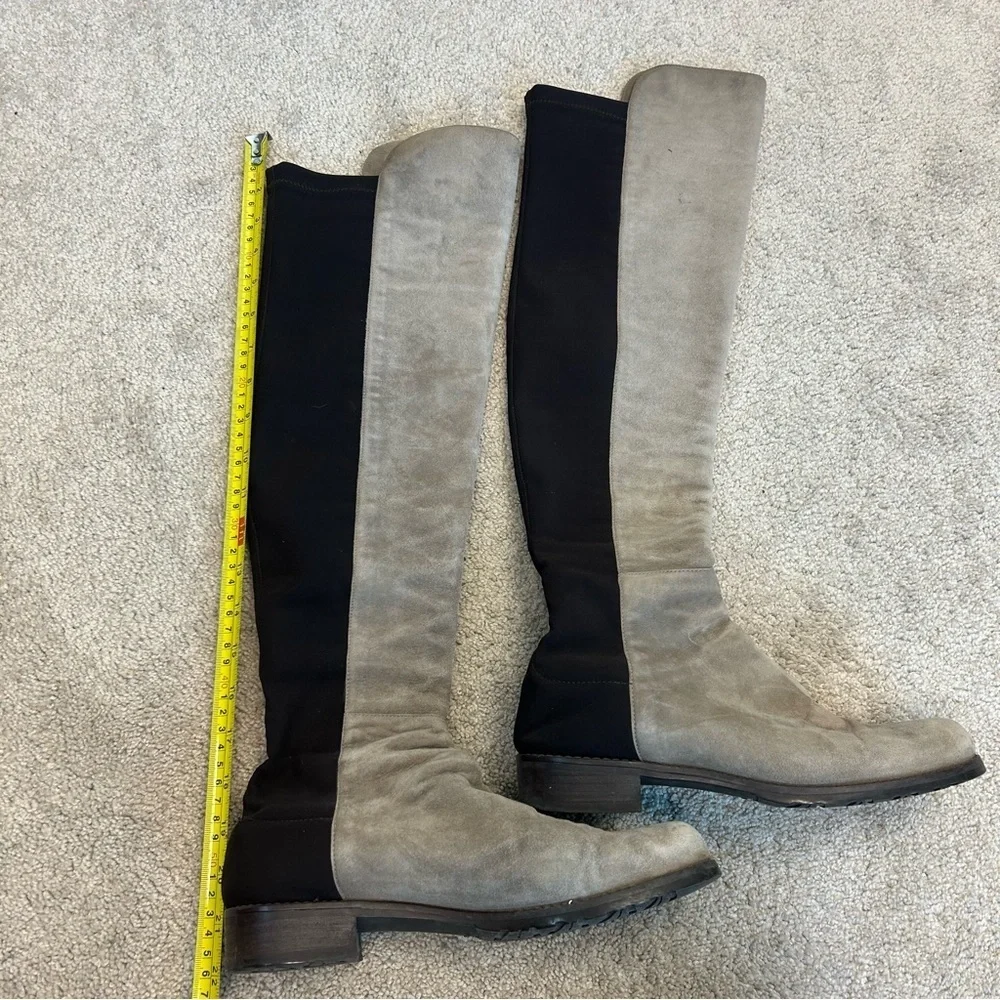 Stuart Weitzman Reserve knee-length boots tan brown suede elastic Sz 8.5